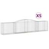 vidaXL Gabionen mit Hochbogen 5 Stk. 400x50x80/100cm Verzinktes Eisen