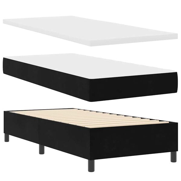 vidaXL Boxspringbett mit Matratze Schwarz 90 x 200 cm Samt
