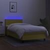 vidaXL Boxspringbett mit Matratze & LED Gr&uuml;n 90x190 cm Stoff