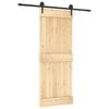 vidaXL Schiebet&uuml;r Nat&uuml;rlich und Schwarz 80 x 210 cm Massivkiefer