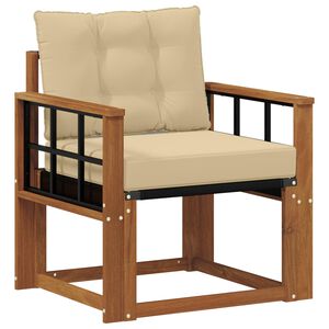 vidaXL Outdoor-Sofa Massives Akazienholz und Textilene Natur