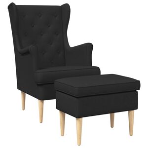 vidaXL Sessel mit Fu&szlig;hocker 2 stk. Schwarz Stoff