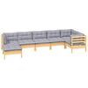 vidaXL 7-tlg. Garten-Lounge-Set mit Grauen Kissen Kiefer Massivholz