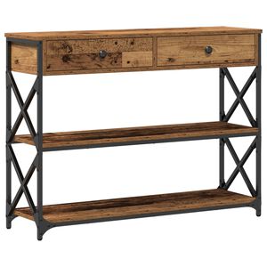 vidaXL Konsole Tisch Altholz 100 x 28 x 75 cm Schichtholz und Metall