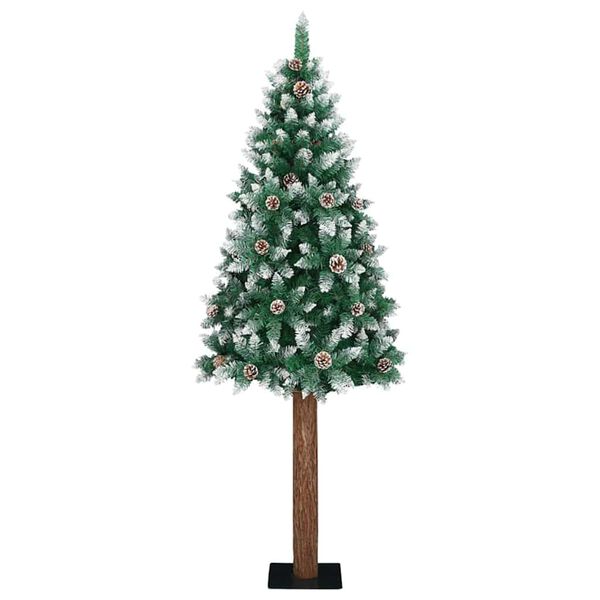 vidaXL Schlanker Weihnachtsbaum mit 300 LEDs mit St&auml;nder Gr&uuml;n 210 cm