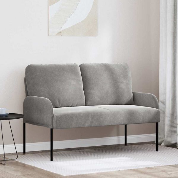 vidaXL Sofas mit Kissen 110cm Hellgrau Sperrholz
