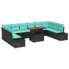 vidaXL Garten-Sofa-Set 11 stk. Schwarz Poly Rattan