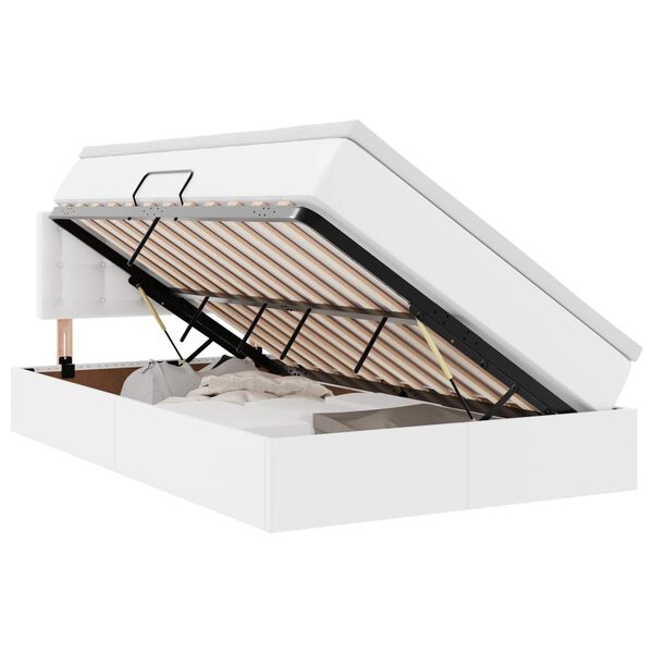 vidaXL Aufbewahrungsbett mit Matratze Wei&szlig; 120 x 190 cm Kunstleder
