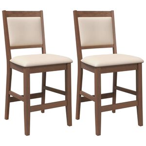 vidaXL Barhocker mit Kissen 2 Stk. Braun Massivholz Gummibaum