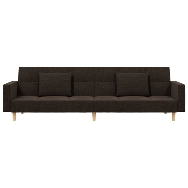 vidaXL Schlafsofa 2-Sitzer mit 2 Kissen Dunkelbraun Stoff