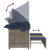 vidaXL Gartensofa 3-Sitzer mit Baldachin und Hockern Grau Poly Rattan