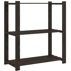 vidaXL Lagerregal mit 3 B&ouml;den Schwarz 80x38x90 cm Massivholz Kiefer