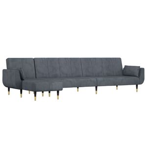 vidaXL Schlafsofa in L-Form Dunkelgrau 275x140x70 cm Samt