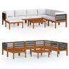 vidaXL 8-tlg. Garten-Lounge-Set mit Kissen Cremefarbenes Holz Akazie & Seil