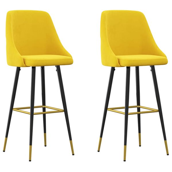 vidaXL Barhocker 2 Stk. Senfgelb Samt