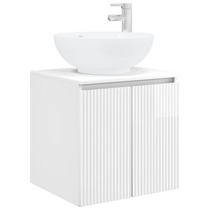 vidaXL Wandmontierte Waschtisch Hochglanz Wei&szlig; 49,5 x 44,5 x 65 cm