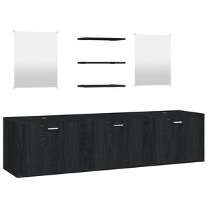 vidaXL 6-tlg. Badm&ouml;bel-Set Schwarz Holzwerkstoff