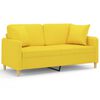 vidaXL 2-Sitzer-Sofa mit Zierkissen Hellgelb 140 cm Stoff