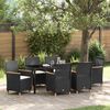 vidaXL Garten Essgruppe 7 pcs Schwarz Poly-Rattan