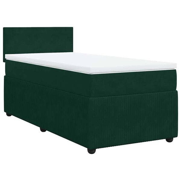 vidaXL Boxspringbett mit Matratze Dunkelgr&uuml;n 90x190 cm Samt
