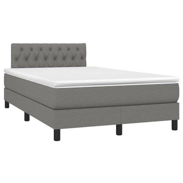 vidaXL Boxspringbett mit Matratze & LED Dunkelgrau 120x190 cm Stoff