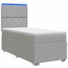 vidaXL LED Boxspringbett mit Matratze Hellgrau 100 x 200 cm Stoff