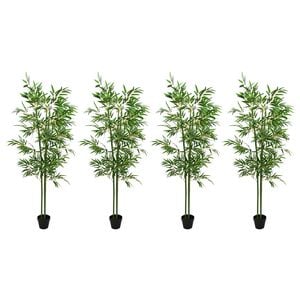 vidaXL Kunstbambusbaum 4 pcs Gr&uuml;n 60 x 18 x 190 cm Stoff und Bambus