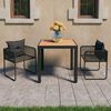 vidaXL 3-tlg. Garten-Essgruppe PVC Rattan Schwarz und Braun