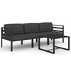 vidaXL 4-tlg. Garten-Lounge-Set mit Kissen Aluminium Anthrazit