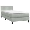 vidaXL Boxspringbett mit Matratze & LED Hellgrau 90x210 cm Samt