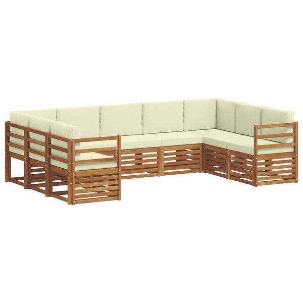 vidaXL Sofagarnituren 9 pcs Natur und Creme Massivholz Akazie