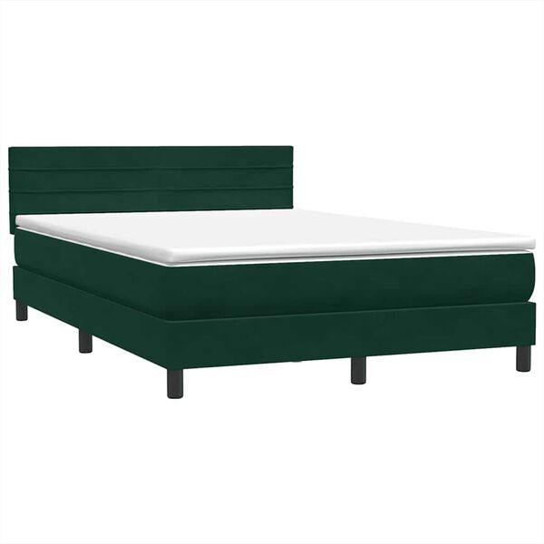 vidaXL Boxspringbett mit Matratze Dunkelgr&uuml;n 160x220 cm Samt