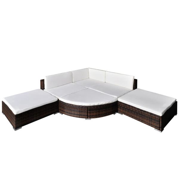 vidaXL 6-tlg. Garten-Lounge-Set mit Kissen Poly Rattan Braun