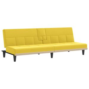 vidaXL Schlafsofa mit Getr&auml;nkehaltern Hellgelb Stoff