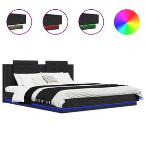 vidaXL Bettgestell mit Kopfteil Schwarz Eichen-Optik 180 x 200 cm