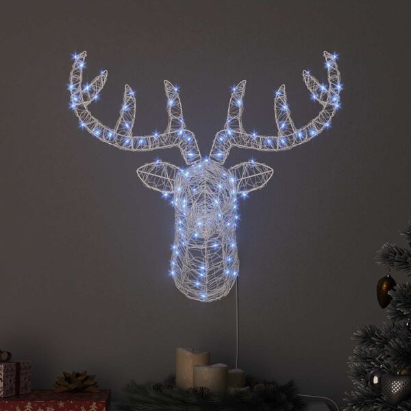 vidaXL Rentierkopf mit 140 LEDs Kaltwei&szlig; 68 x 36,5 x 62,5 cm Acryl