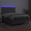 vidaXL Boxspringbett mit Matratze & LED Grau 140x200 cm Kunstleder