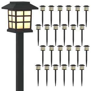 vidaXL Au&szlig;en Solarlichter mit Erdnagel 24 stk. Warmes Wei&szlig; 38,5 cm PP