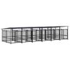 vidaXL Outdoor-Hundezwinger mit Dach Stahl 11,26 m&sup2;