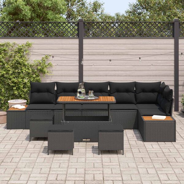 vidaXL Gartensofa-set 10 pcs Schwarz Poly-Rattan