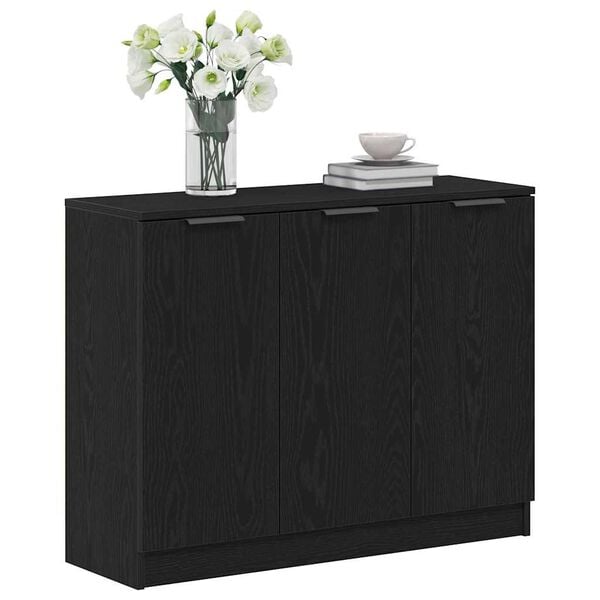 vidaXL Sideboard Schwarz Eichen-Optik 90,5 x 30 x 70 cm Holzwerkstoff