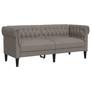 vidaXL Chesterfield-Sofa 2-Sitzer Taupe Stoff