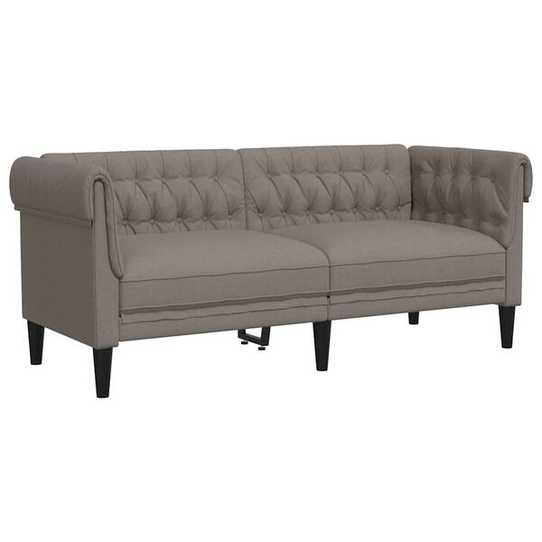 vidaXL Chesterfield-Sofa 2-Sitzer Taupe Stoff