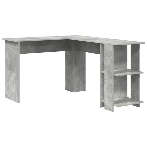 vidaXL Eck-Schreibtisch Beton Grau 140 x 113,5 x 75 cm Holzwerkstoff