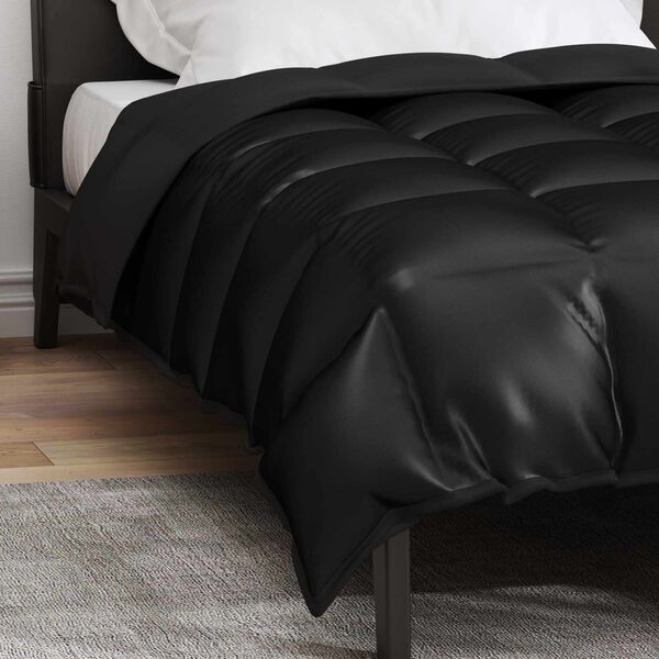 vidaXL Winterbettdecke Schwarz 200 x 135 cm Satin und Mikrofaser