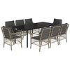 vidaXL 9-tlg. Garten-Essgruppe mit Kissen Hellgrau Poly Rattan