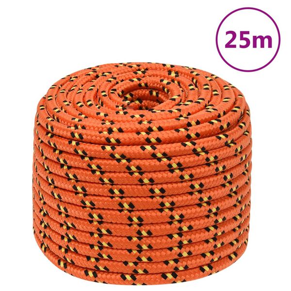vidaXL Bootsseil Orange 14 mm 25 m Polypropylen