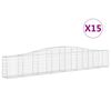 vidaXL Gabionen mit Hochbogen 15 Stk. 400x30x60/80 cm Verzinktes Eisen