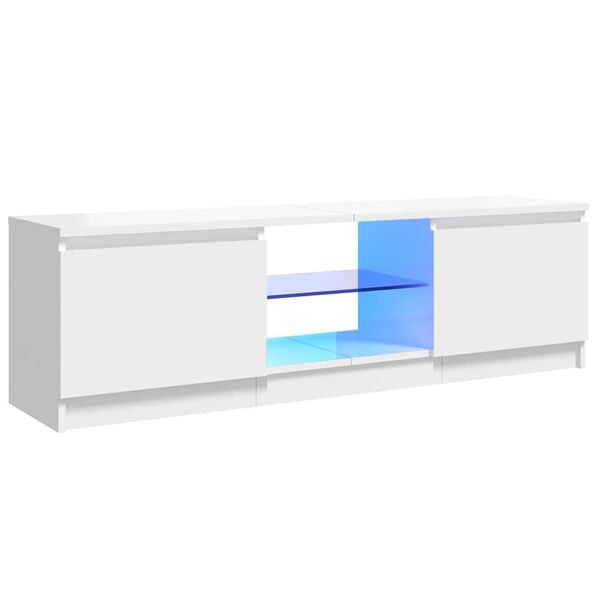 vidaXL TV-Schrank mit LED-Leuchten Hochglanz-Wei&szlig; 120x30x36 cm