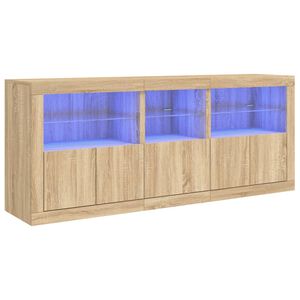 vidaXL Sideboard mit LED-Leuchten Sonoma-Eiche 162x37x67 cm